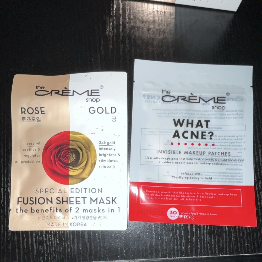 The Crème Shop What Acne?Patches w/ Salicylic Acid 30ct & 1 24k gold +rose mask